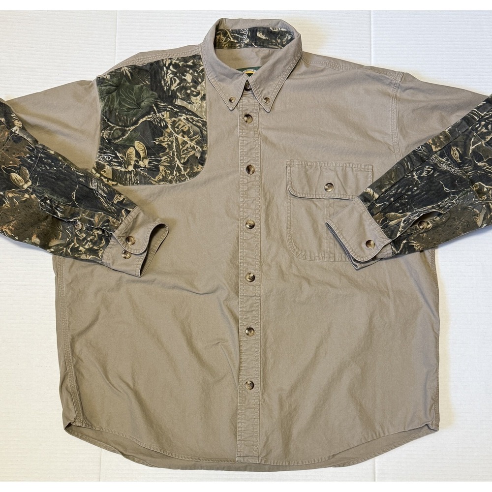 CABELAS - Men's Beige & Seclusion 3D‎ Camo Trim Heavy Hunting Shirt - X-Large XL